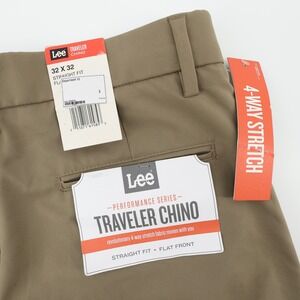 Lee Traveler Chino Mens 32x32 Straight Fit Flat Front 4-Way Stretch Pants